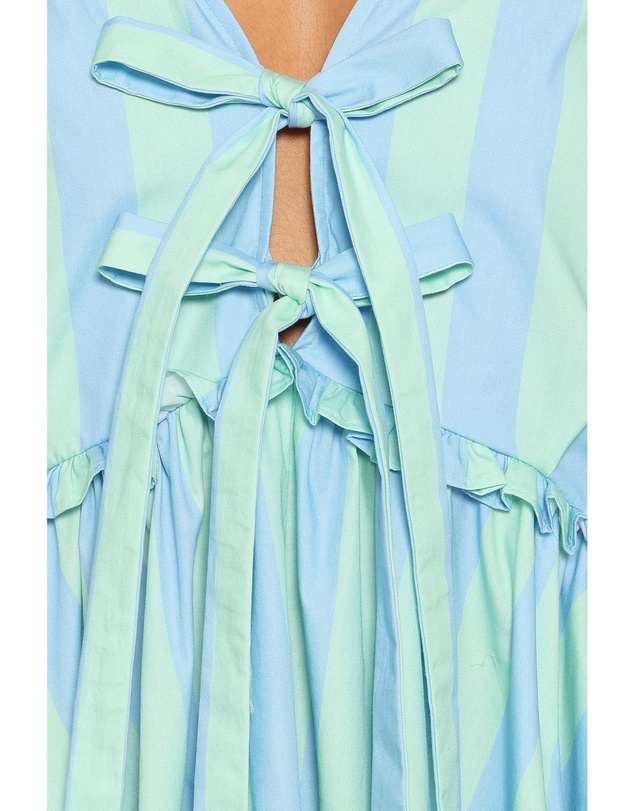 Petal & Pup - Carletta Mini Dress - Green/Blue Stripe