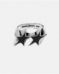 TwoJeys - Icon Black Enameled Single Ring