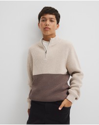 Country Road - Teen Australian Cotton Spliced Half Zip Knit