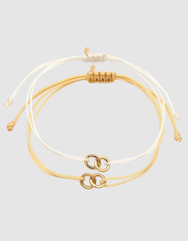 Elli Jewelry - Bracelet Set Women Circle Infinity Khaki and White 925 Sterling Silver Gold Plated