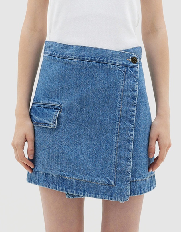 Bassike - Denim Wrap Mini Skirt