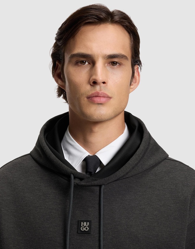 HUGO - Relaxed-Fit Hoodie With Stacked Logo