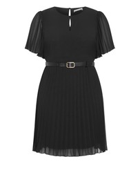 City Chic - Plus size Newberry Street Pleat Dress - black