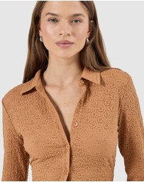 Rolla's - Daisy Lace Long Sleeve Shirt - Caramel
