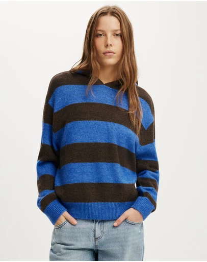 Cotton On - Sporty Stripe Hooded Knit