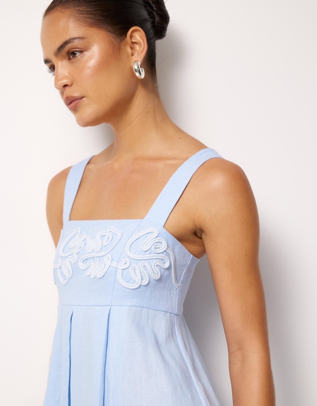 AERE - Quinn Embroidered Linen Maxi Dress