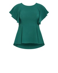 City Chic - Plus size Romantic Mood Peplum Top - jade