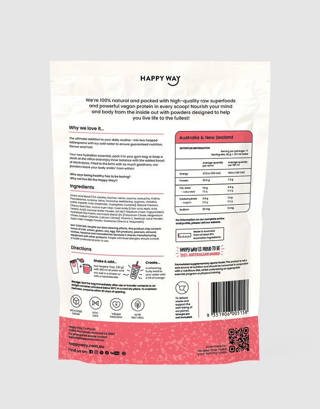 Happy Way - Sour Berry Vegan Protein Water Powder