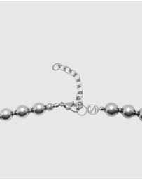 Nialaya Jewellery - 10mm Metallic Pearl Necklace with Silver