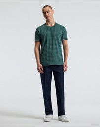 Calibre - Striped Trim Jacquard T-shirt Sea Green
