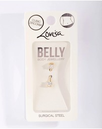 Lovisa - Gold Surgical Steel Double Cubic Zirconia Belly Bar