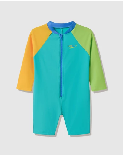 Speedo - LS Colorblock Zip One Piece - Babies-Kids