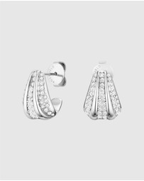 Rosefield - Pavé Striped Silver-Tone Stud Earrings