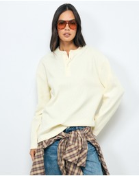 AERE - Oversized Cotton Henley Tee