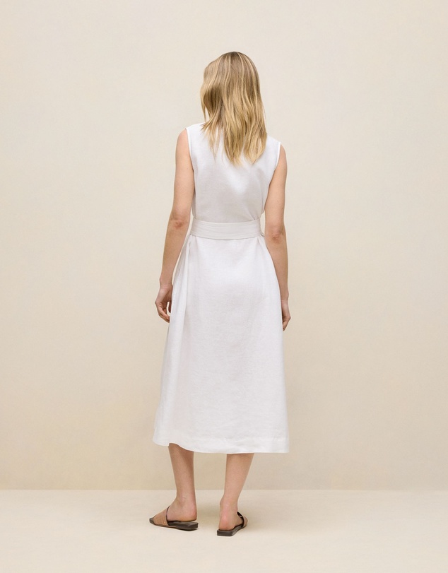 Trenery - Linen Sleeveless Shirt Dress in White