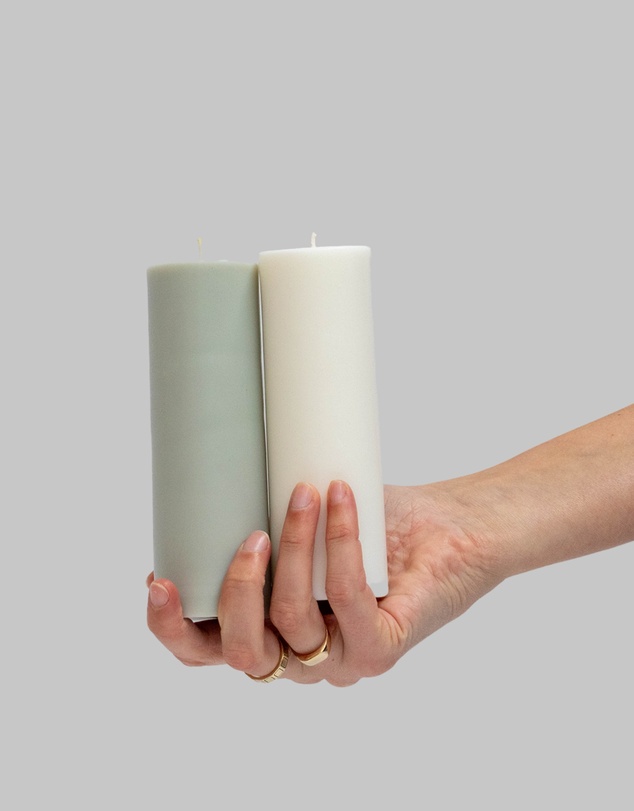 porter green - escc medium pillar candle soy-blend unscented candles
