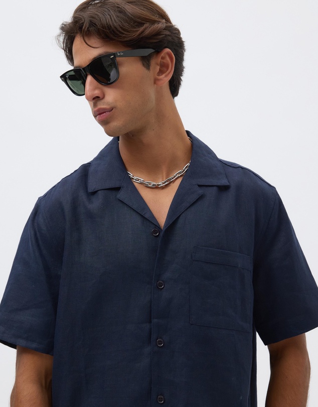 AERE - Kian Linen Camp Collar Shirt