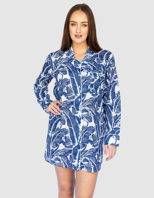 Sant And Abel - Women's Martinique® Blue Banana Leaf Night Shirt