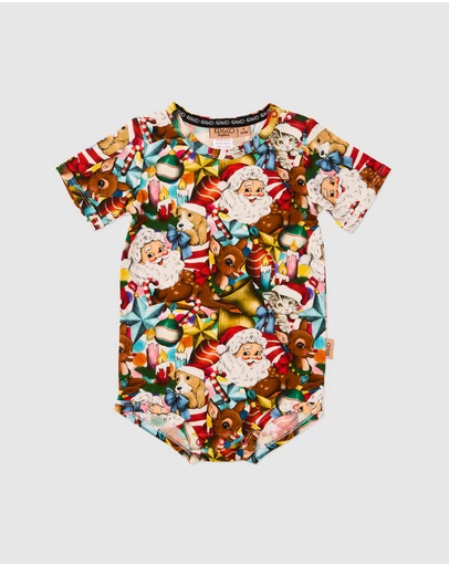 Kip&Co - Christmas Time Organic Short Sleeve Romper - Babies