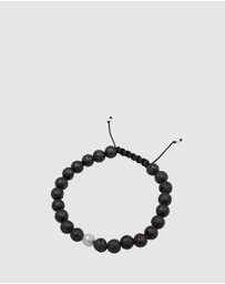 Kuzzoi - ICONIC EXCLUSIVE - Bracelet Basic Lava Stone Cross Ethnic 925 Silver