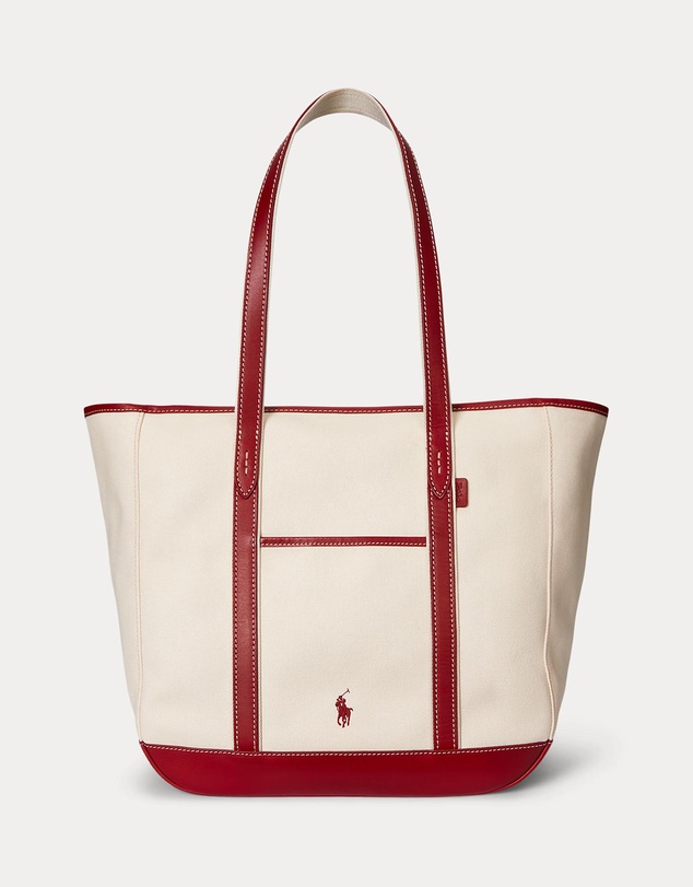 Polo Ralph Lauren - Leather-Trim Canvas Medium Shopper Tote