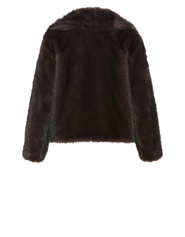 City Chic - Plus size Faith Faux Fur Jacket - espresso