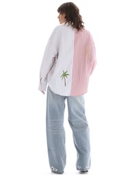 THE TALES - Half n Half Illustrated Soleil Stripe Shirt
