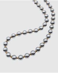 Nialaya Jewellery - 10mm Metallic Pearl Necklace with Gold