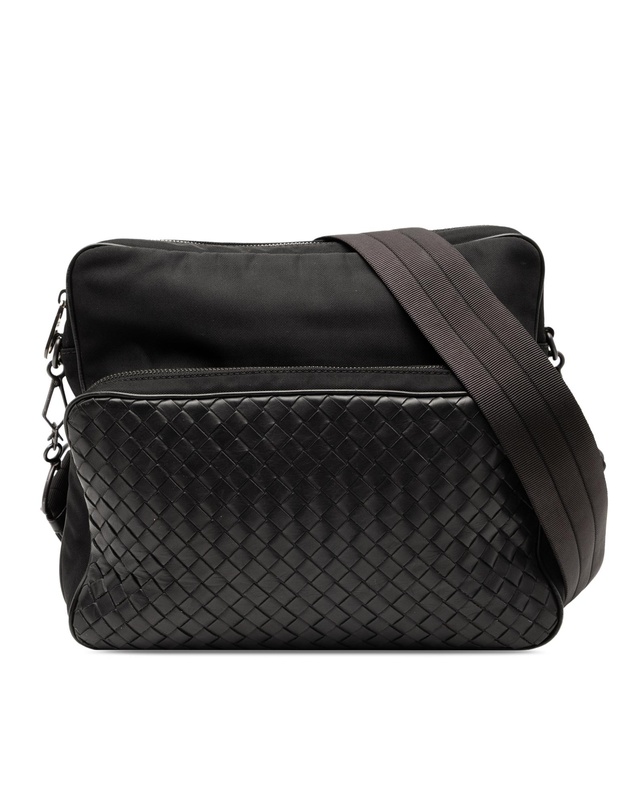 Pre-Loved by Azura Reborn - Pre-Loved Nappa Intrecciato Trimmed Canvas Messenger Bag