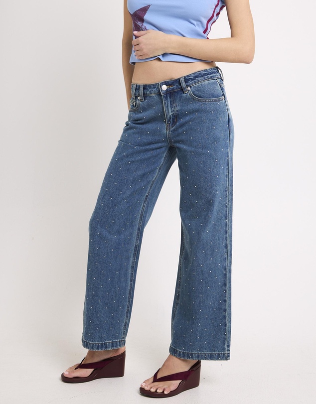 Insight - Razor Rhinestone Straight Denim Jeans