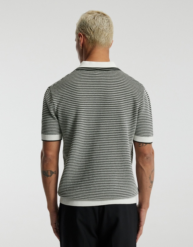 Calibre - Textured Stripe Knit Polo Grey