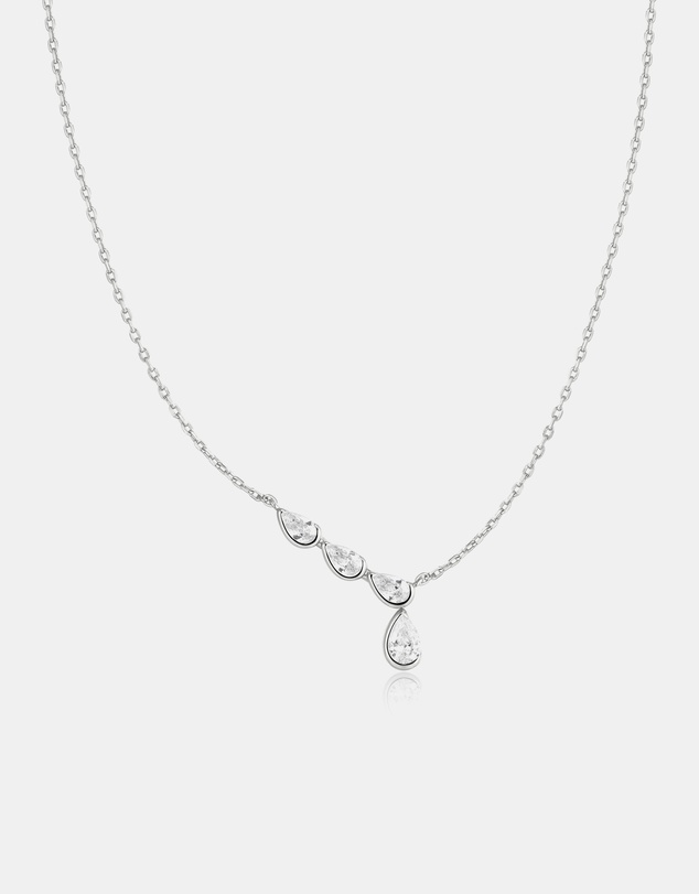 Ania Haie - Silver Half-Bezel Angled & Dangle Teardrop Necklace