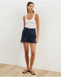 Atmos&Here - Devon Pleated Denim Shorts