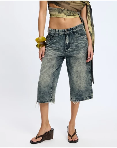 Jaded London - Slim Leg Distressed Jorts
