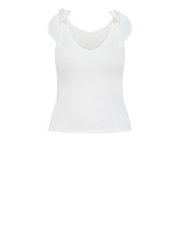 City Chic - Plus size Emma Bow Rib Tank - ivory