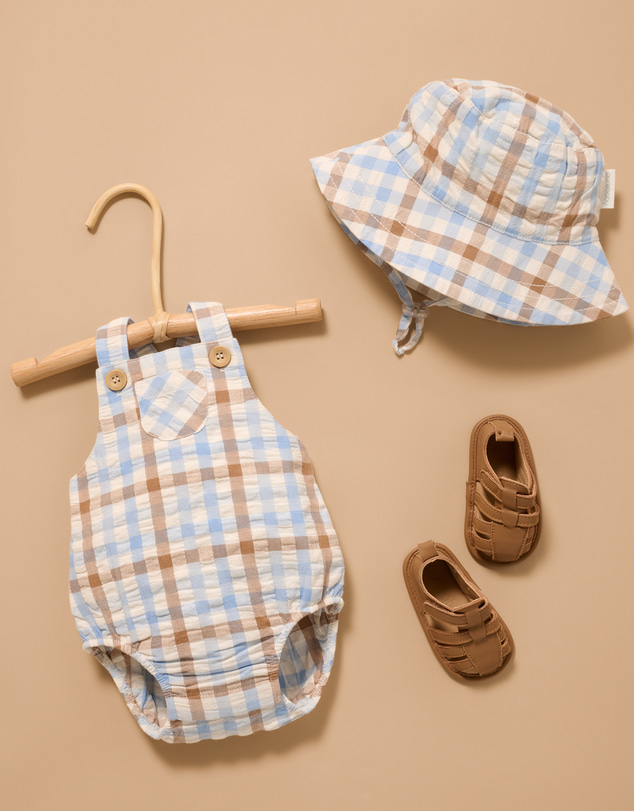 Purebaby - Check Overall-Kids-Babies