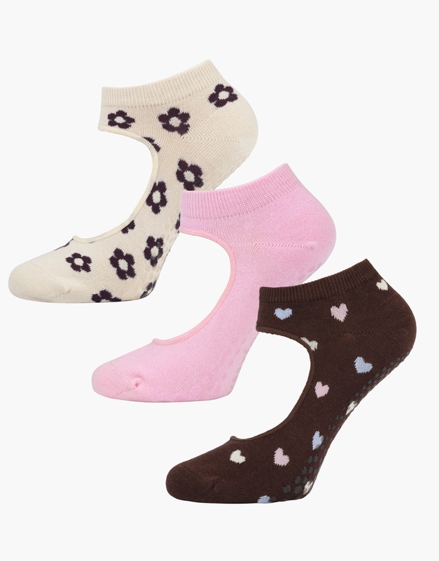Pussyfoot - 3 Pack Bamboo Pilates Barre Yoga Grip Ankle Socks