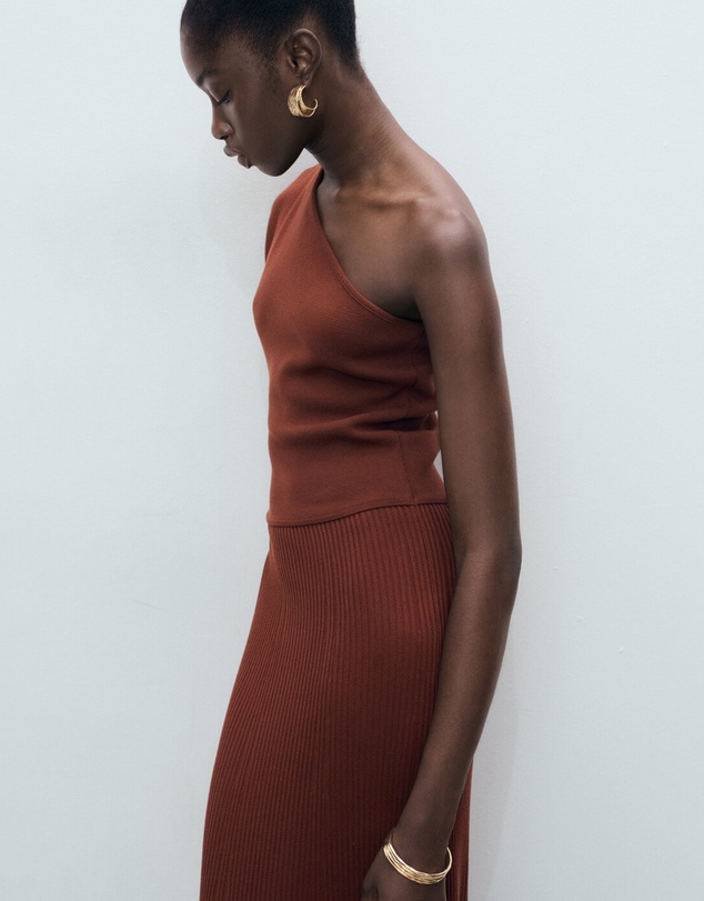 M.N.G - Asymmetrical Combined-Knit Dress