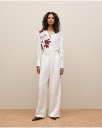 Trenery - Wren Placement Floral Print Blouse in White