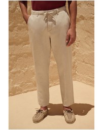NEXT - Linen Cotton Elasticated Drawstring Trousers Regular Fit