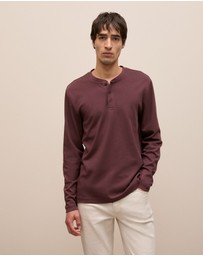 Trenery - Cotton Henley in Fudge