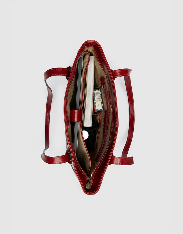 Florence - The Amelia Red Leather Tote Work Bag