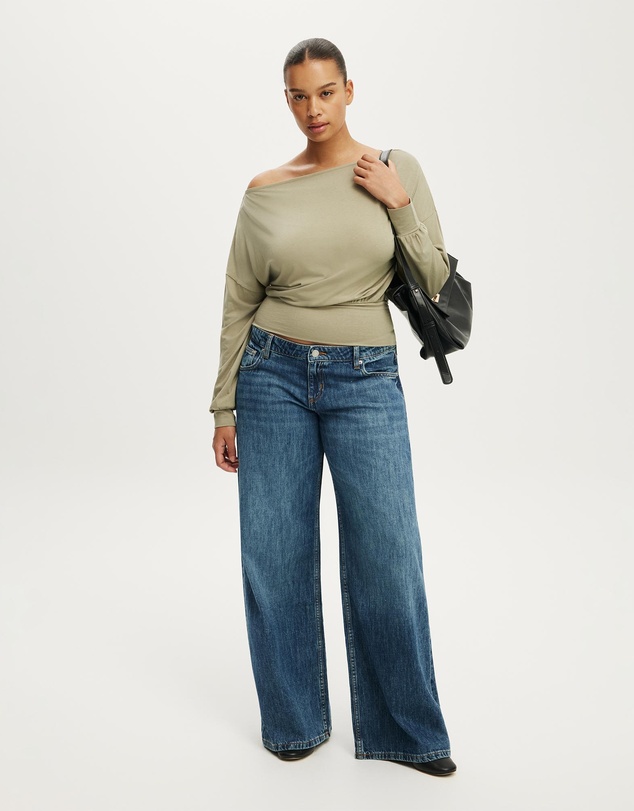 Cotton On - Sage Off Shoulder Long Sleeve