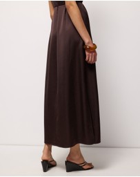 AERE - Sable Satin U Neck Midi Dress