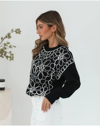 Esther & Co - Roanne Knit - Black Print