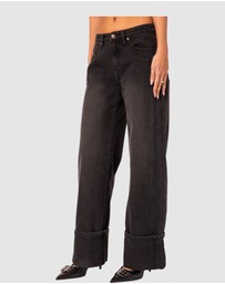 EDIKTED - Vesper Cuffed Low Rise Jeans