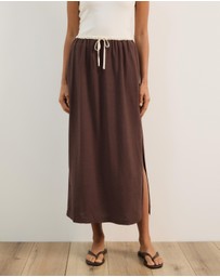 Atmos&Here - Jade Linen Blend Contrast Midi Skirt
