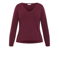 City Chic - Plus size Annie V Neck Top - bordeaux