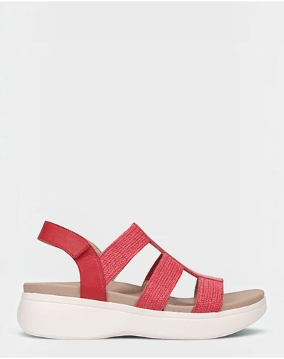 Vionic - Sabrina Flatform Sandal - Varsity Red Leather