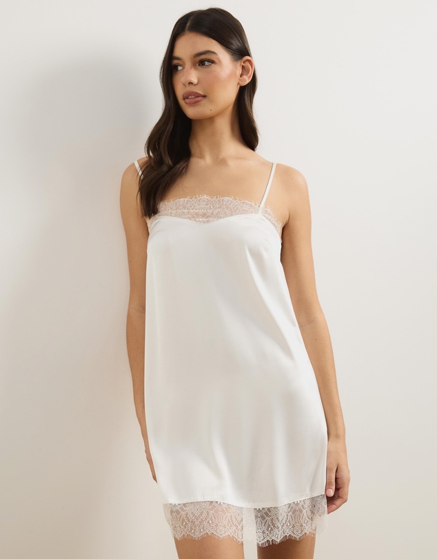 Atmos&Here - Lace Satin Mini Dress